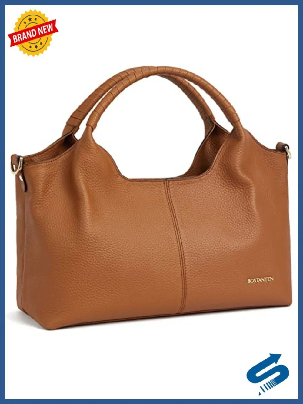 Genuine Leather Satchel Handbag Women Roomy Multi Pockets Adjustable Crossbody